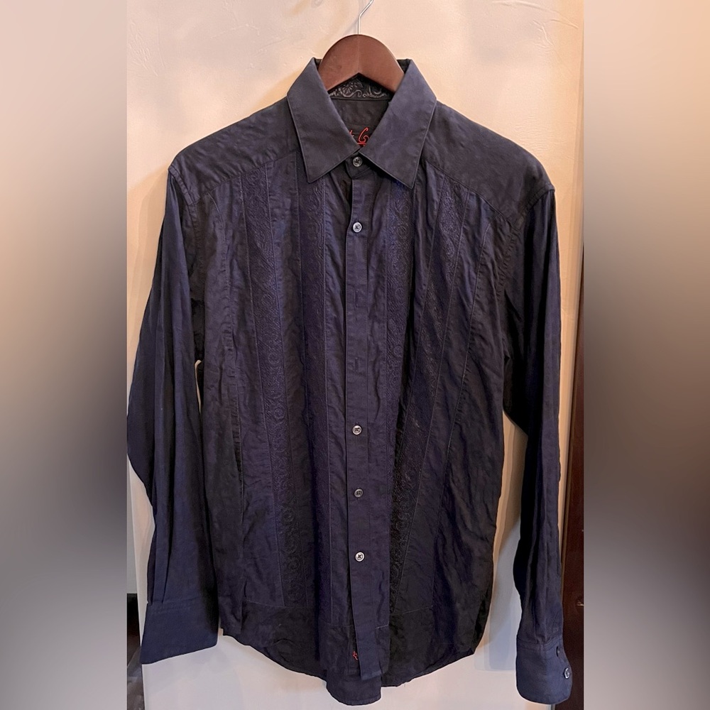 Very nice black/blue Robert Graham button down shirt.